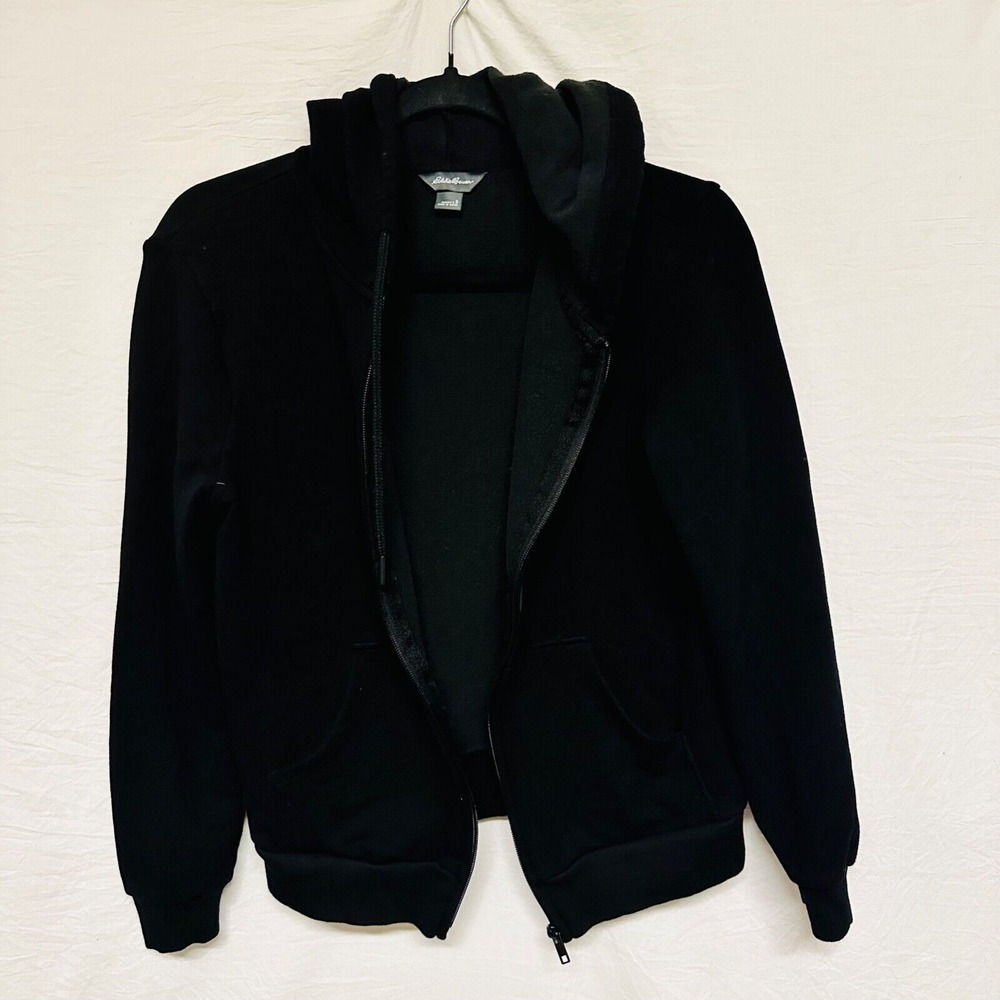 Eddie Bauer Women's Sweatshirt Hoodie Full Zip Black Long Sleeve Size Small Soft